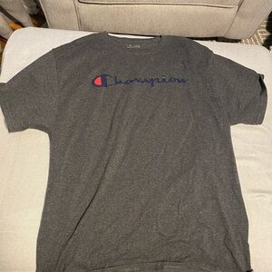 Champion Men's Dark Gray Tee with Logo